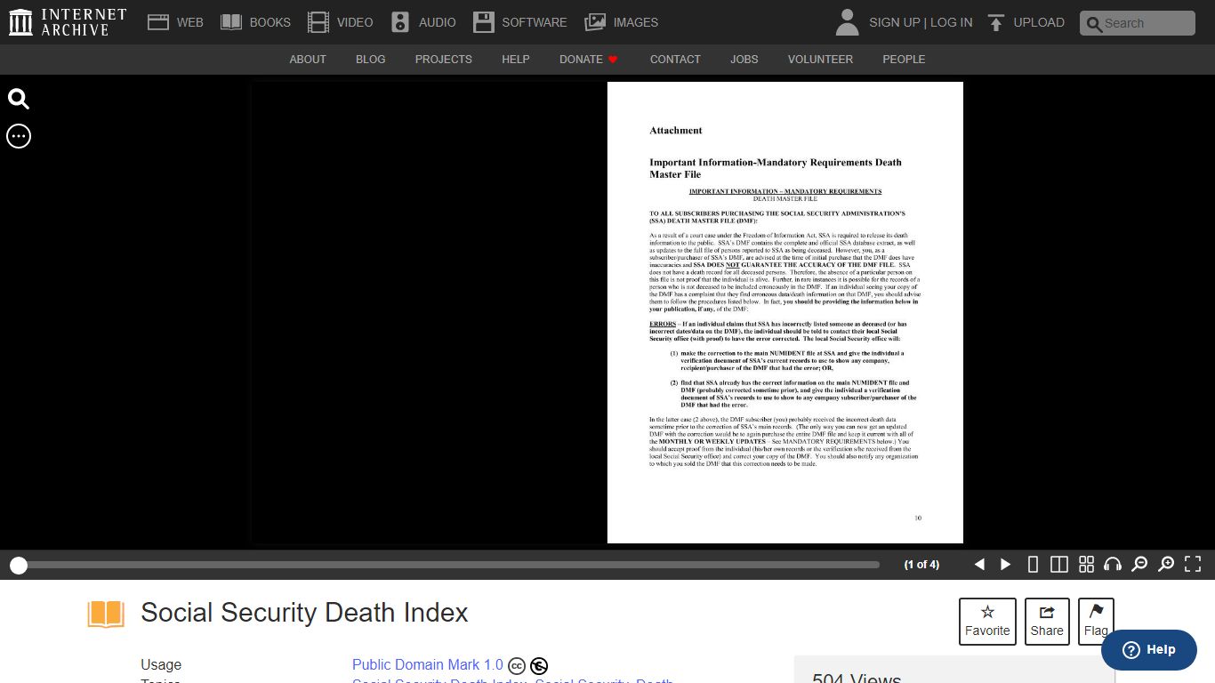 Social Security Death Index - Internet Archive